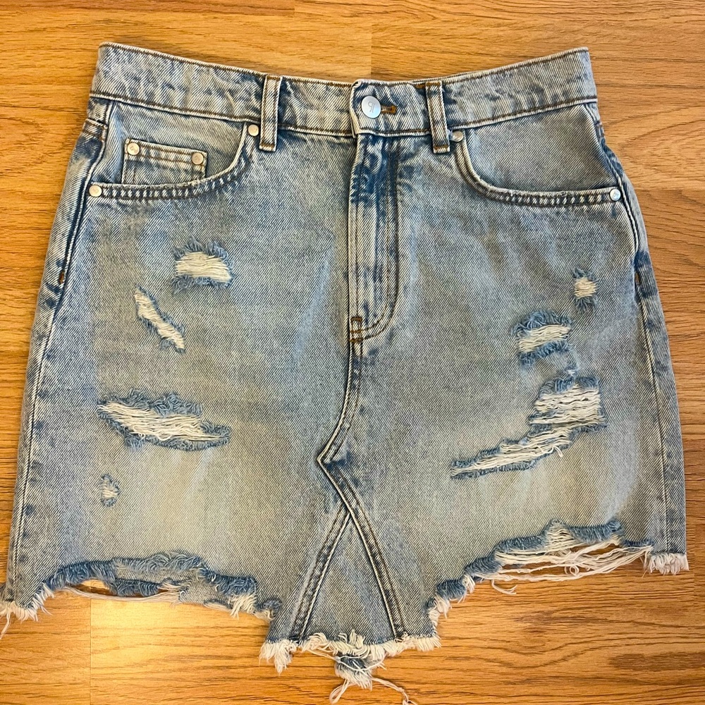 Anthropologie Pilcro High Waisted Denim Cutoff Skirt